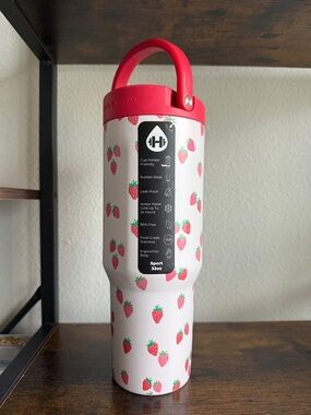 HydroJug Berry Cute Strawberry Print Tumbler Water Bottle Sport 32 oz NWT